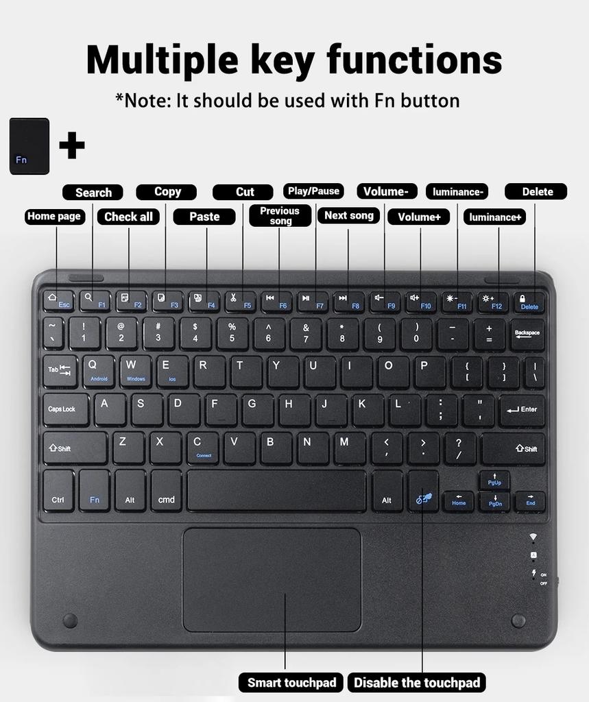 Etui z klawiaturą i touchpadem do Redmi Pad 2 Pro Case 12.1 Cala Dla Redmi Pro /POCO Pad 12.1 Cala Pokrowiec na klawiaturę Funda