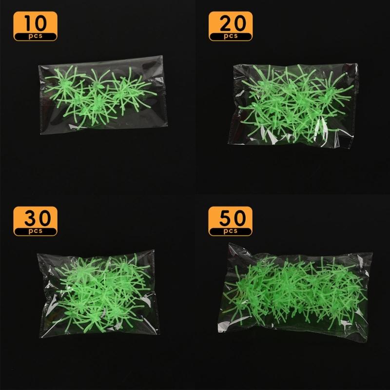 20/50PCS Halloween Spiders Figurine Props Noctilucence Spiders Props Light Up Realistic Spiders Party Favor Bag Fillers