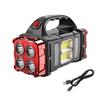 Tragbare Solar-Taschenlampe, USB-wiederaufladbar, 4 Gänge, Dual-Quelle LED COB Arbeitslicht, Handy-Ladegerät, Camping-Notfallleuchte