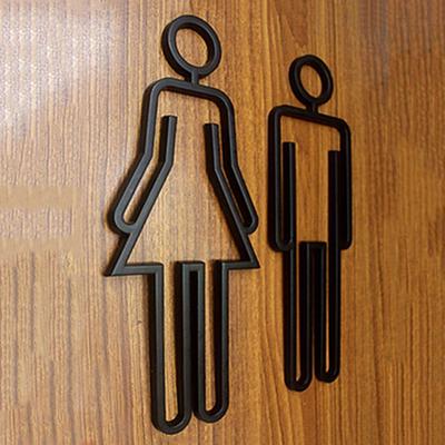Adhesive Toilet Door Sign Creative Acrylic Bathroom Signage WC Plaque Restroom Sign Toilet Symbol