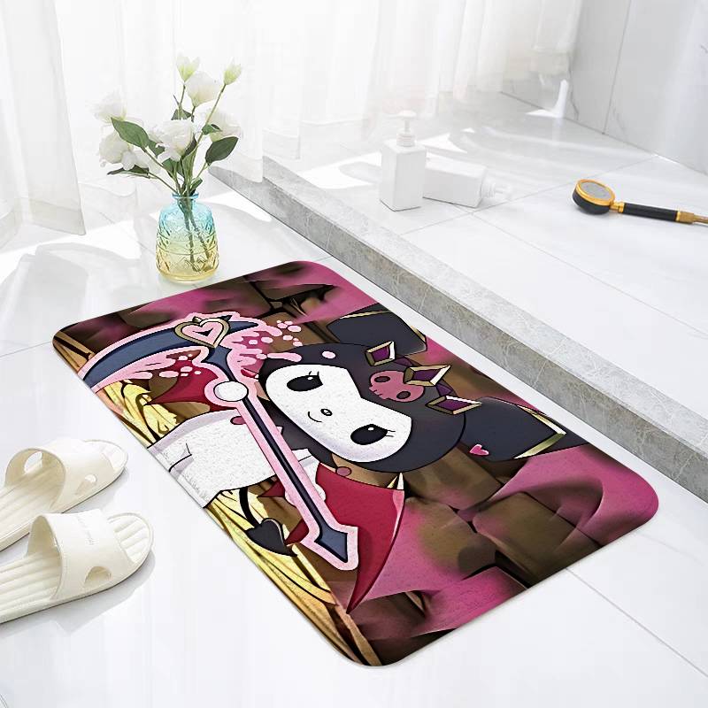 Cute Anime Kuromi Floor Mats Home Laundry Rug Carpet For Living Room Decor Lounge Area Anti-slip Foot Mat Entrance Doormat
