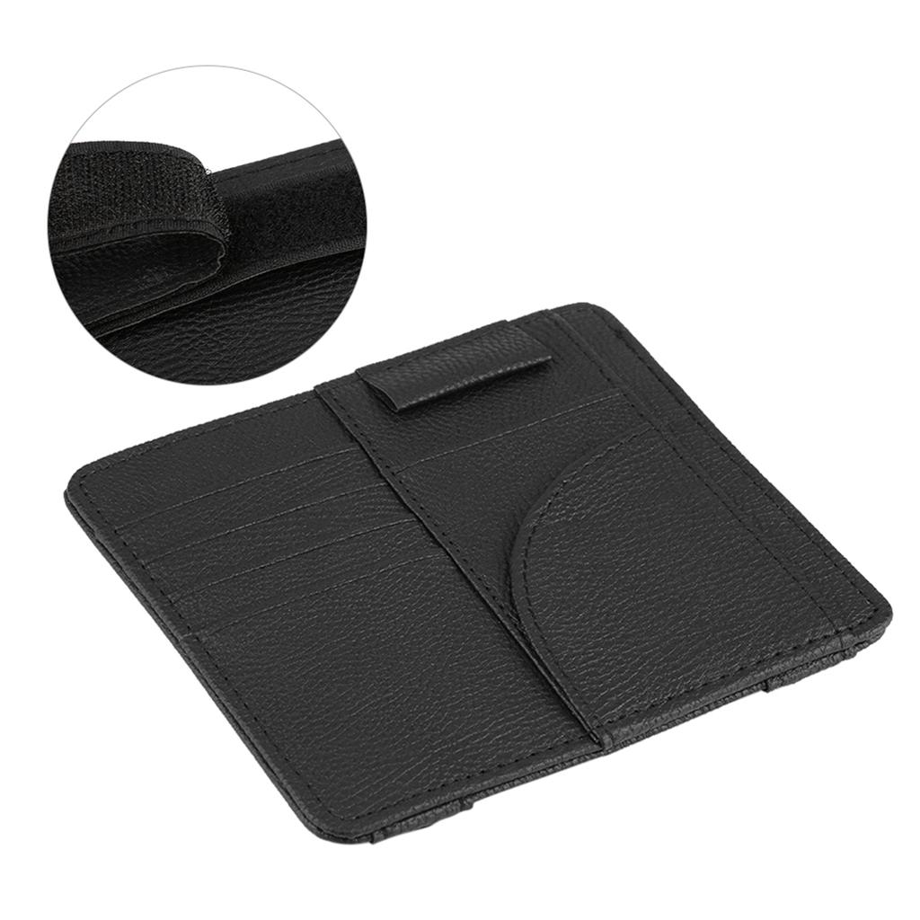 Multi functional Car Sun Visor Card Bill Holder Organizer PU Leather Storage Bag Black
