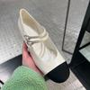 Leather Small Fragrant Style Color Matching Light Mouth Flat Bottom Ballet Shoes Women's Spring and Autumn Commuting Double One-word Buckle Belt Ma