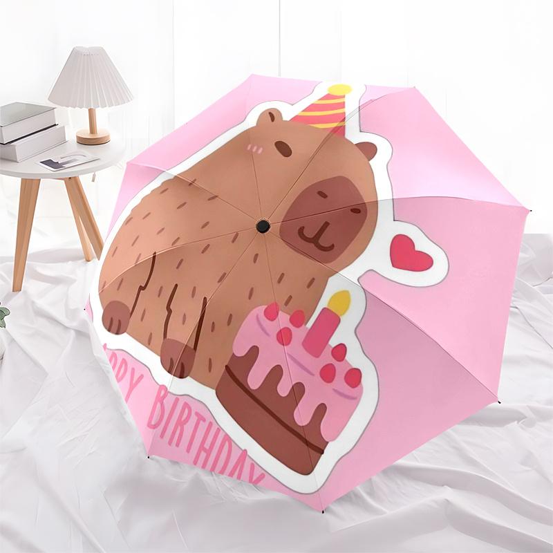 Capybara Themed Travel Umbrella-8 Ribs Automatic Opening and Closing, Portable Folding Design, Compact and Stylish Umbrella Suitable for Out