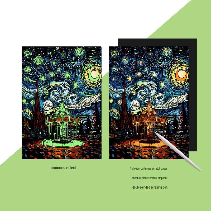 Yuelu Scratch Night Glow A3: Adult DIY Creative & Educational Scratch Art Paper.