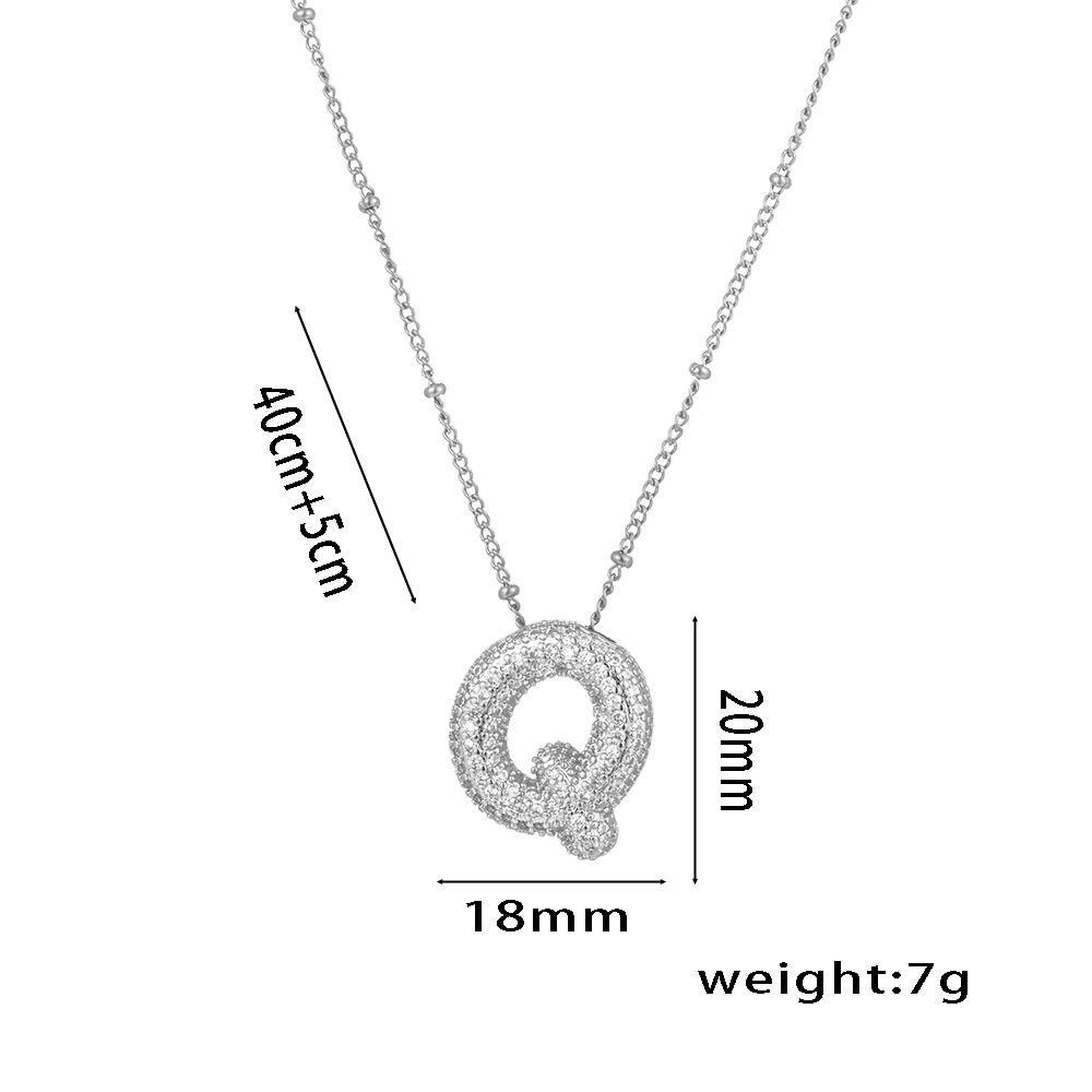 Fashion 26 Bubble Letter Initial Pendant18k Gold Plated Micropaved Full Zirconia Stone Chain Couple Necklace Women Jewelry
