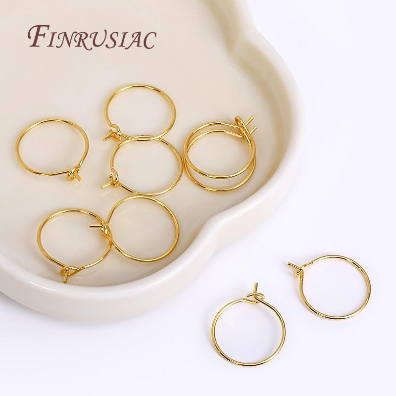 18K Gold Plated Round Earring Hoops Ear wire, Circle Earrings Blanks Findings, Thin Earring Hoop For DIY Earring Making Supplies