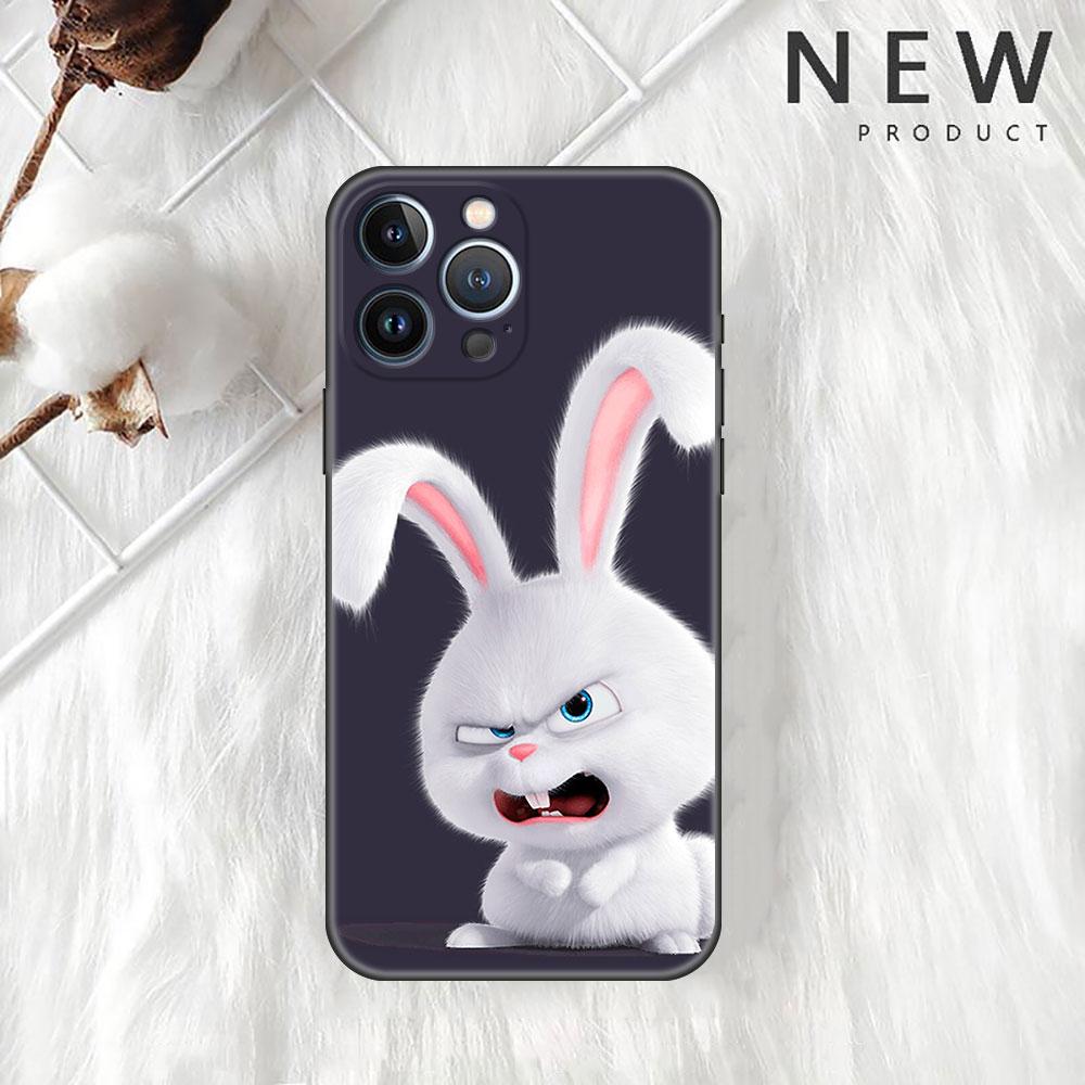 Cute Rabbit Case For Apple iPhone 11 13 14 12 Pro Max 7 8 XR X 6 5 5S SE 2022 13ProMax Black Silicone Phone Funda