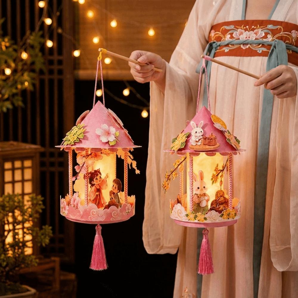 Chinese Style Mid-Autumn Festival Lantern Cartoon Light-Up Lantern Handheld Lantern Photo Props