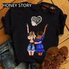 Summer Fashion Best Friends T-Shirt Short Sleeve Graphic Tees for Ladies Good Friend Bestie Sister Outfit Polyester Fabric