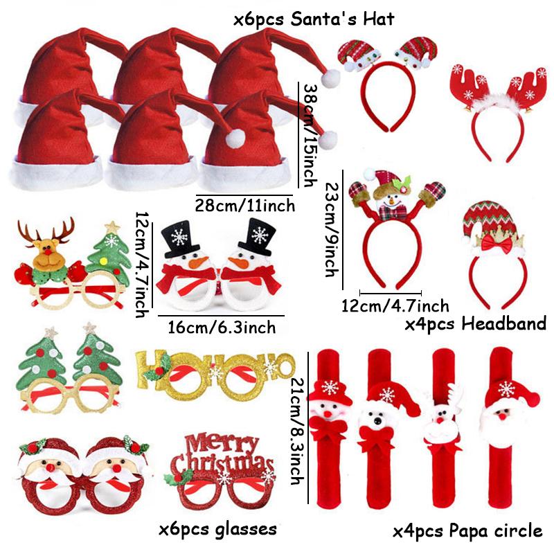 Merry Christmas Party Favors Xmas Hats With Glasses Set Funny Eyeglass Props Party Decoration Snowman Santa Claus Parties Supply