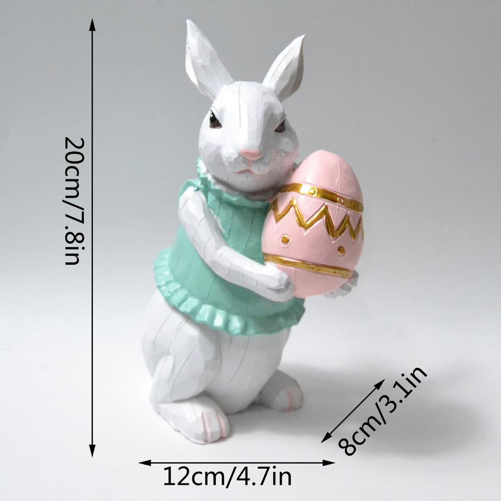 Bunny Ornaments Resin Craft Egg Carrot Sculpture Easter Figurines Tabletop Ornament Easter Decorations For Office Adornment Home