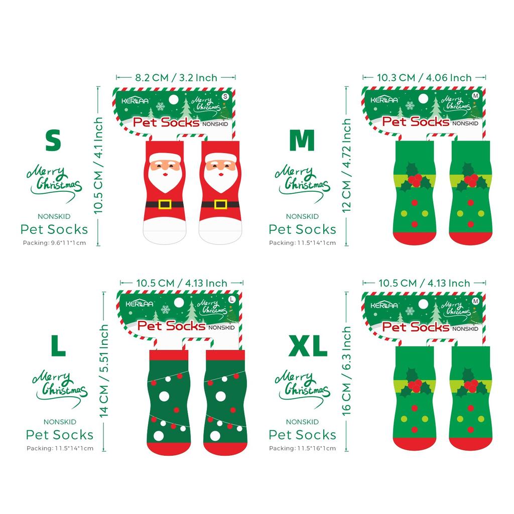 Weihnachts Hundesocken Anti-Rutsch Haustier Pfoten Socken Santa Rentier Schneeflocke Muster Anti-Verlust Warme Weiche Socken für Kleine Mittlere Hunde