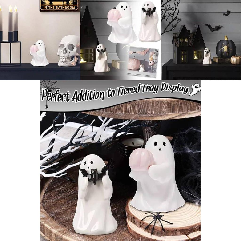 Charming Resin Pumpkin Bat Ghost Decoration For Festive Halloween Table Centerpiece