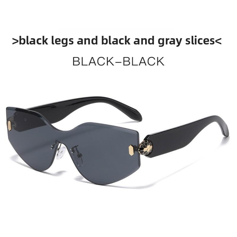 New Frameless Snake Head Sunglasses With Pink Uv400 Lenses For Fashionable Outdoor Wear BlackLegBlackGrey
