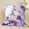 Ganyu Genshin Impact Cushion Cover Silky Short Plush Invisible Zipper Dustproof Sofa Pillow Case For Home Decor