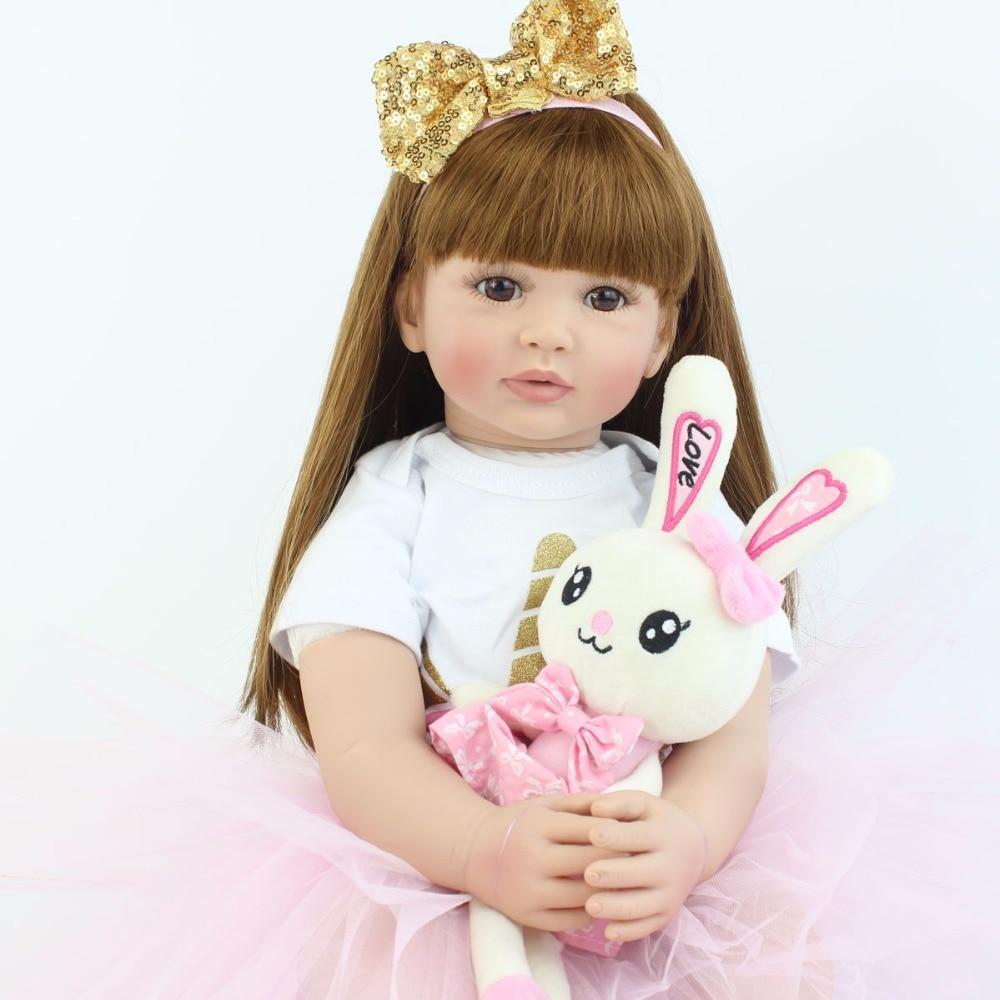 BZDOLL 60cm měkká silikonová panenka Baby Reborn Jemná vinylová princezna dívka Bonecas Dětská narozeninová hračka do vany