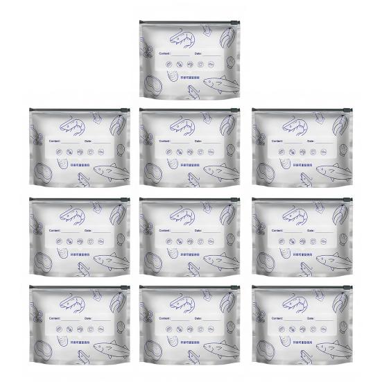 

Пакеты из алюминиевой фольги, запечатываемые, герметичные, многоразовые, запечатанные пакеты, стоячие вакуумные пакеты с застежкой-молнией и этикеткой для хранения овощей, фруктов, мяса Small 10pcs