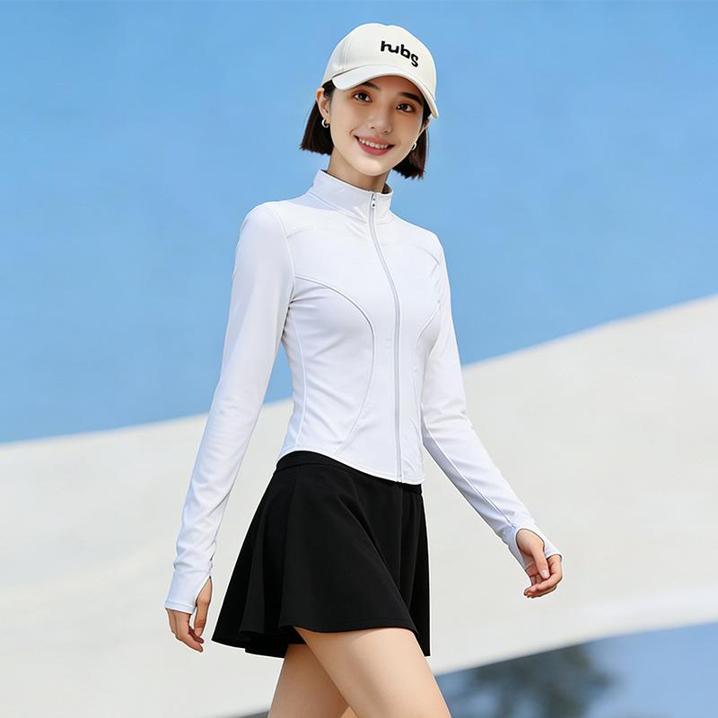 Sunscreen Clothing, Yoga Jacket, Women's Stand-up Collar, Running, Cycling, Windproof, Slim-fitting, Slim-fitting, Zipper Cardigan, Fitness Sports Top