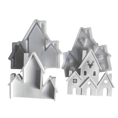 Detailed Christmas Castles Decorations Mold Sturdy Silicone Castles Decors Mold For Crafting Christmas Castles Figure