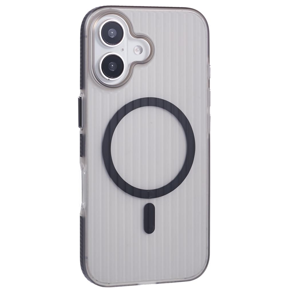 For iPhone 16 Plus Case Corrugated Texture Phone Cover PC Shell Compatible with MagSafe