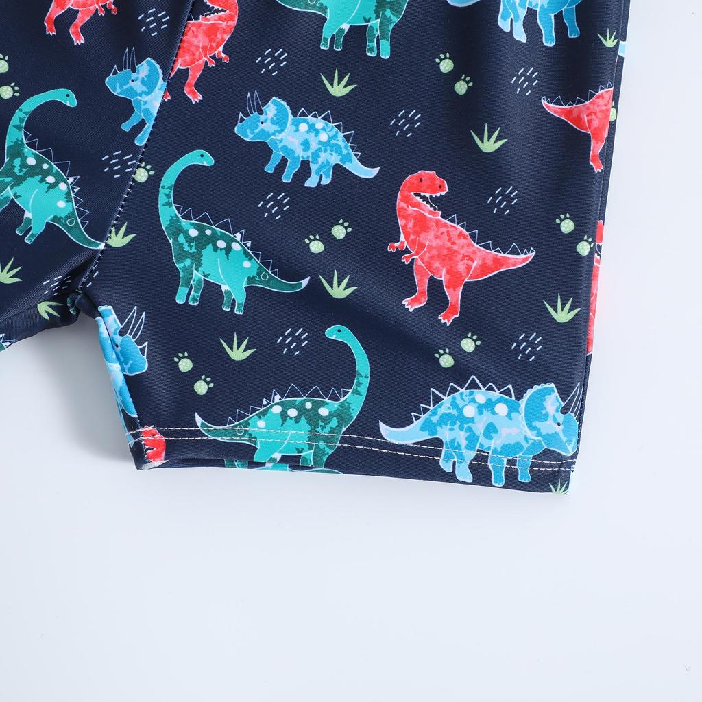 Children's Dinosaur Print Quick-Dry Swim Trunks - Toddler & Boys' Cute Flat-Leg Shorts