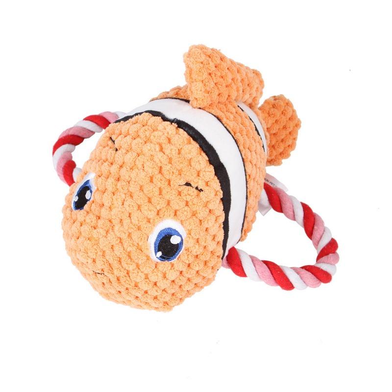 

Shark Plush Dog Chew Toy Rope Interactive Squeaky Pet Toy for Small Medium Dogs Molar Cleaning Teeth Toy помаранчевий