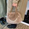 Hairy Handbag Pearl Chain Plush Small Square Bag For Women Fashion Elegant Shoulder Crossbody Bag Autumn Winter Versatile Totes