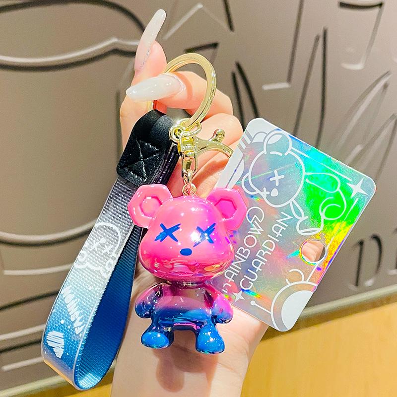 Acrylic Cartoon Graffiti Bear Key Chain Creative Doll Women Bag Pendant Jewelry Cute Mobile Phone Car Keychain Xmas Birth Gift