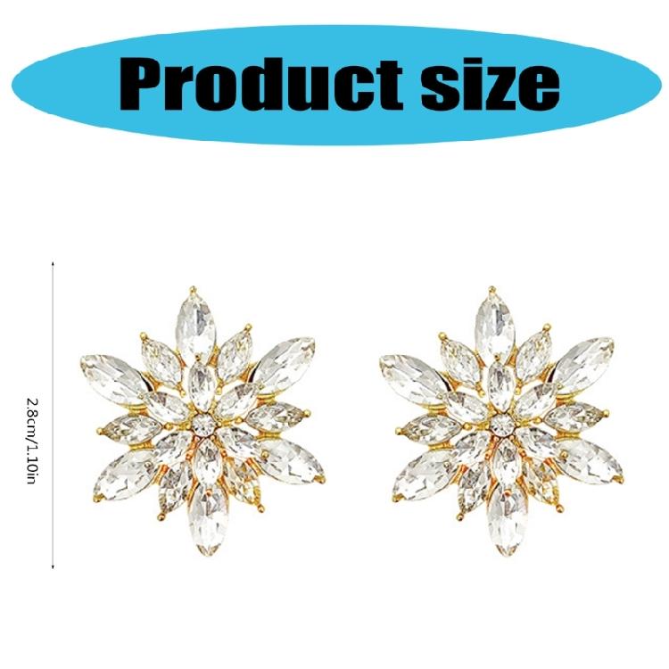 Sophisticated Women Silver Needle Floral Earrings Rhinestones Flower Ear Accessories Elegant Jewelry for Everyday Wear