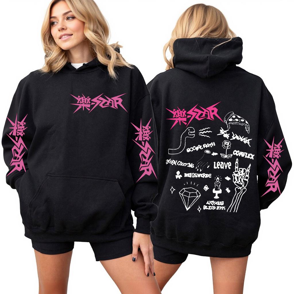 Women's Fashion Casual Outfit Sweatsuit Long Sleeve Top Printed Hooded Sweatshirt