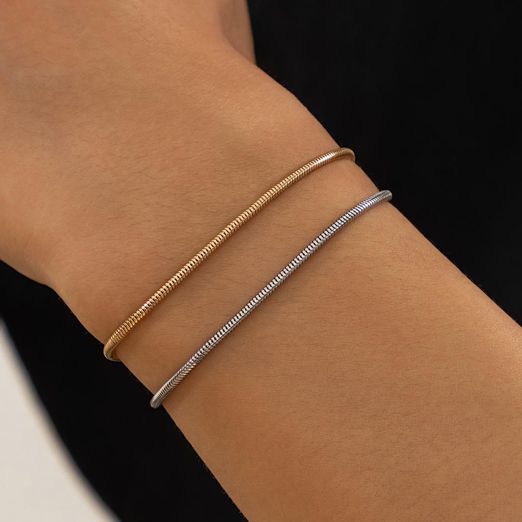 Hip-Hop Personality Double-Layer Simple Snake Bone Chain Bracelet Men's Fashion Niche Metal Bracelet Men's Jewelry