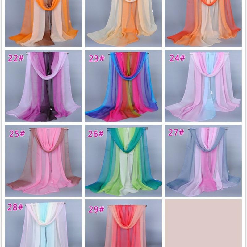 Supply imitation silk georgette silk scarf, popular bright and gradual change of color accessories scarf