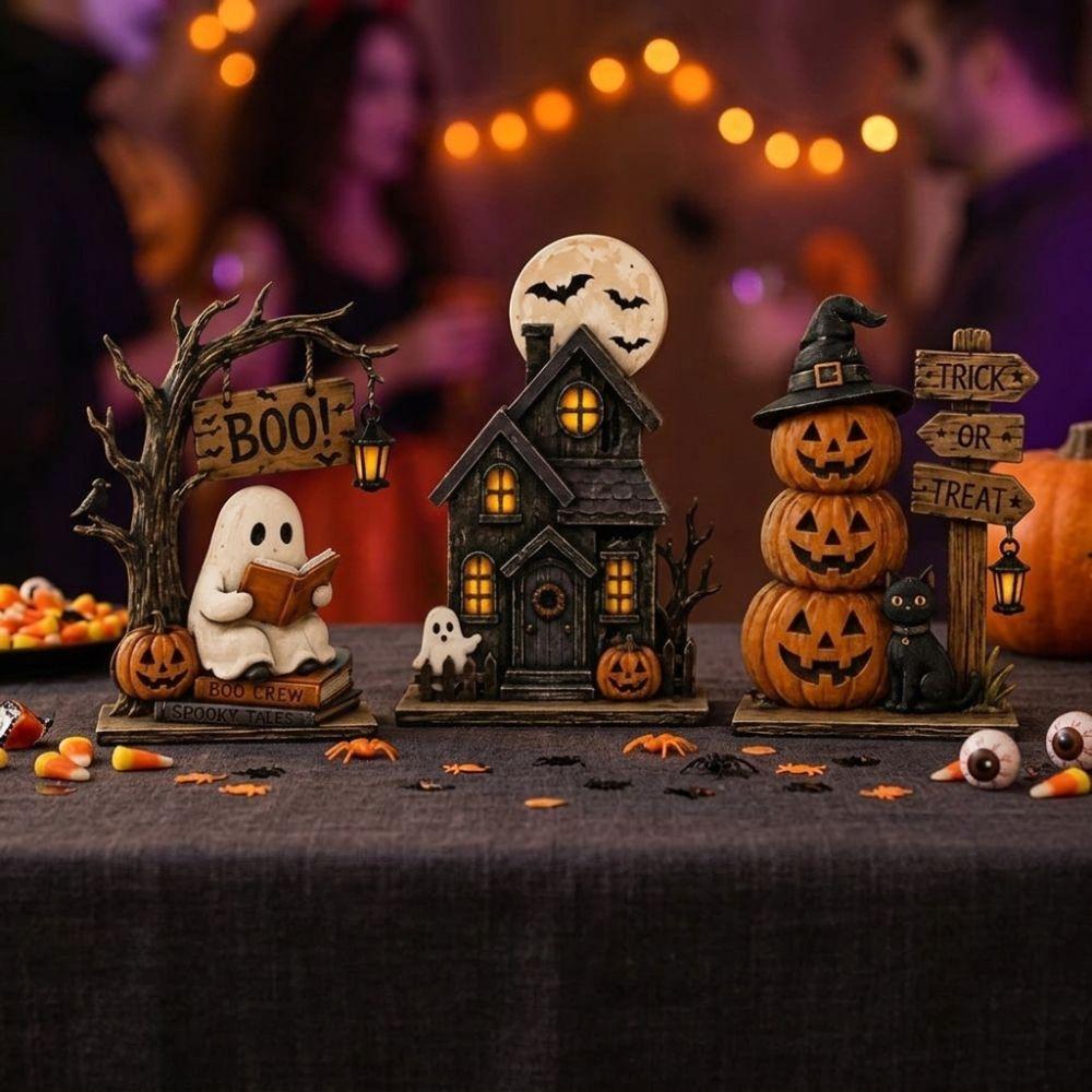2D Flat Ghost Pumpkin Standing Sign Trick or Treat Haunted House Statue Holiday Party