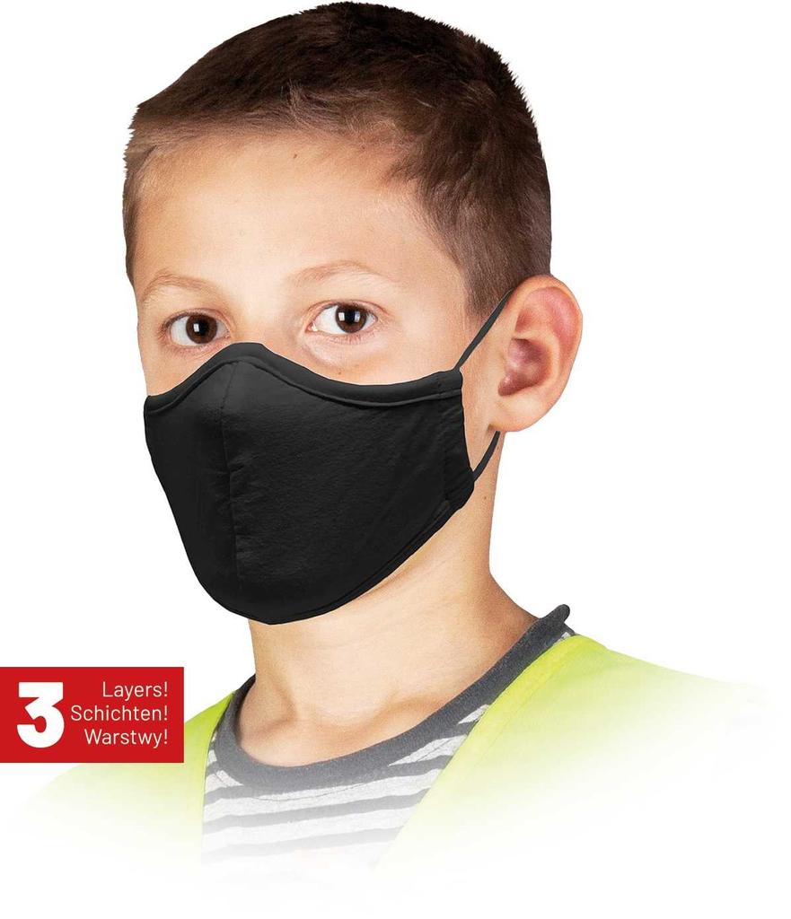 Reusable Face Mask For Children / Black / Mas-Safer-Kids B