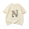 Kids Cotton T Shirt Floral Letter N Print Crew Neck Short Sleeve Tee Casual Boys Girls Summer Tops