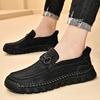 Klassische handgefertigte lässige Lederschuhe Herren-Loafer, bequeme Mokassins, flache Herrenschuhe, echtes Leder, Herrenschuhe
