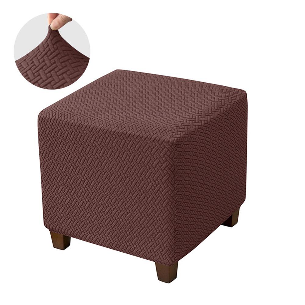 New Solid Color Jacquard Ottoman Cover Elastic T-Shape Square Stool Cover Soft Velvet Footstool Case Home Decor
