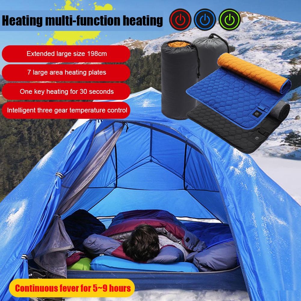 USB Heating Sleeping Mat Insulation Camping Heated Mattress 3-Level Adjustable Temperature Electric Heating Pad for Outdoor Tent