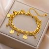 Heart Clear Zircon Charm Bracelet Stainless Steel Gold Women Figaro Chain Bracelets Jewelry Gift