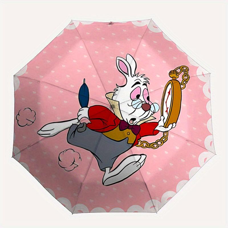Disney Rabbit, Pocket Watch Automatic Open/Close Umbrella - Cute Umbrella with Cute Design, Portable 3-Fold Compact Umbrella for Men & Women