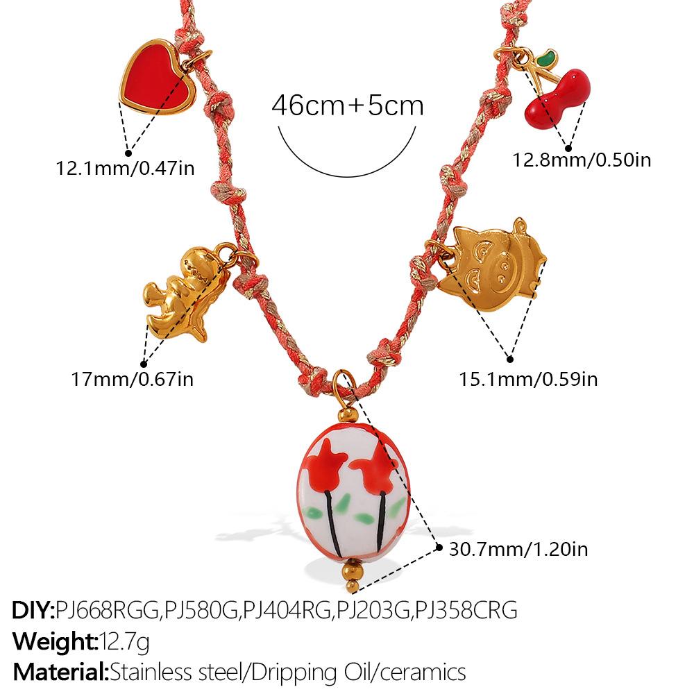 Fashion DIY pendant bracelet stainless steel gold-plated non-fading strawberry cherry necklace jewelry women