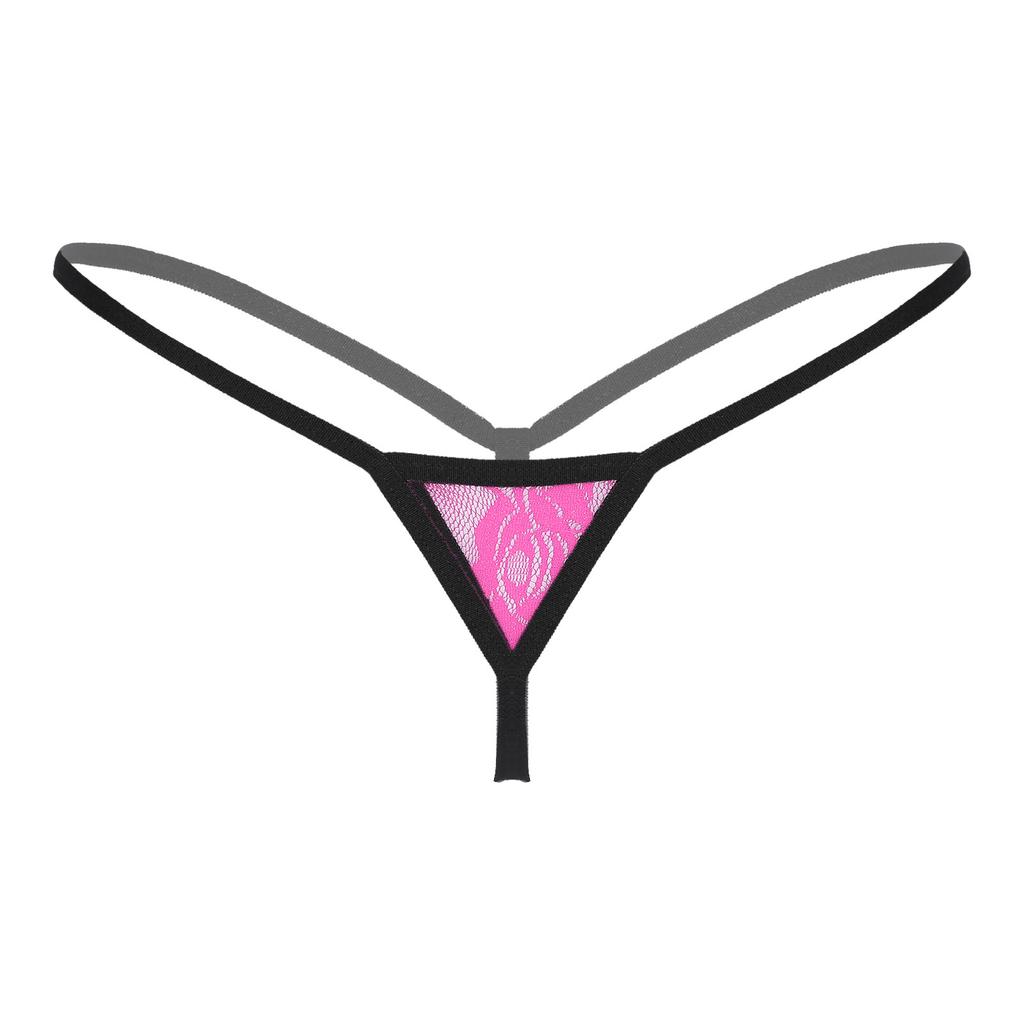 Womens See Through Lace Micro Thongs G-String Low Waist Elastic Waistband T-Back Lingerie Underwear