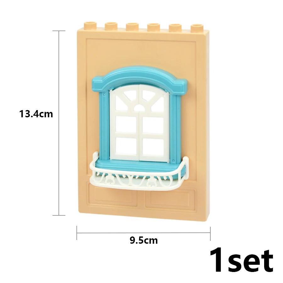 Big Size Building Blocks House Furniture Assemble Wall Fence Roof Door Window Construction Large Bricks Toys Compatible Duploes
