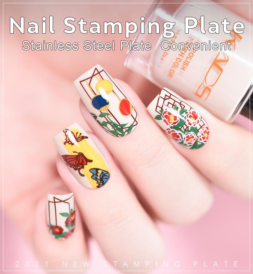 kads Nail Art Stamp Plate Chinese Festive Style Stamping Template Nail Printing Stencil Tool for Nail Salon