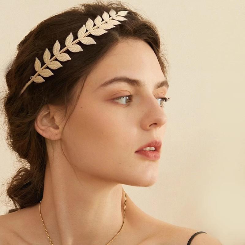 Retro Gold Color Leaf Headband Headpiece Crown Tiara Headdress Goddess Greek Head Jewelry Bride Wedding Hair Accessories