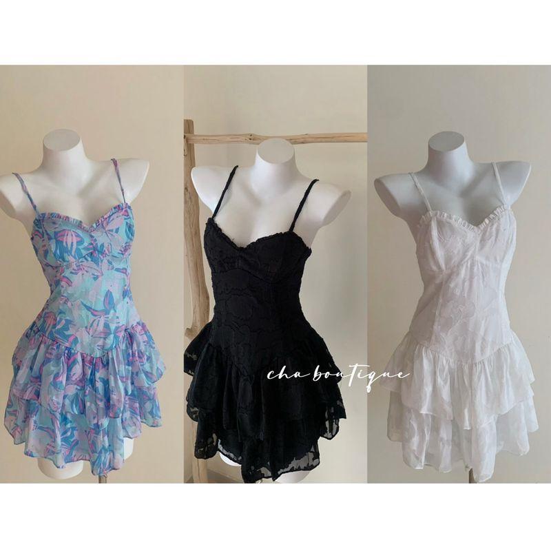 

Экспорт Дикий Сладкий Темный Жаккардовый Лепестковый Торт Платье на Бретелях B697 Pure White XL