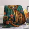 1PC Bohemian Kinkajou Art Print FlAannel Blanket, High quality Comfortable for All Seasons, Home Decor, Warmth and Comfort