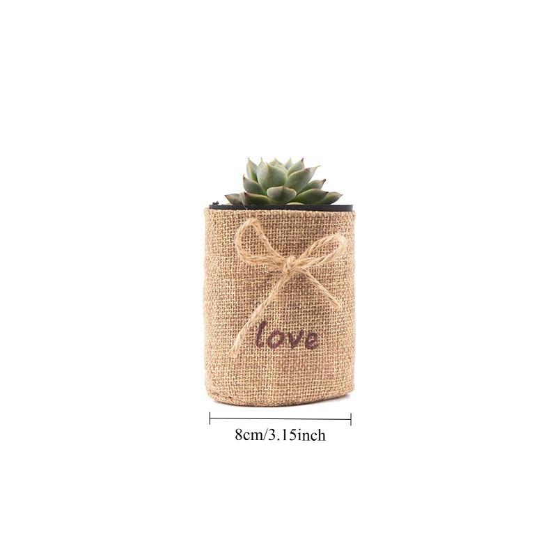 Burlap Drawstring Plant Pot Cover – Rustic Succulent Planter Bag for Indoor Decor & Gift Packaging