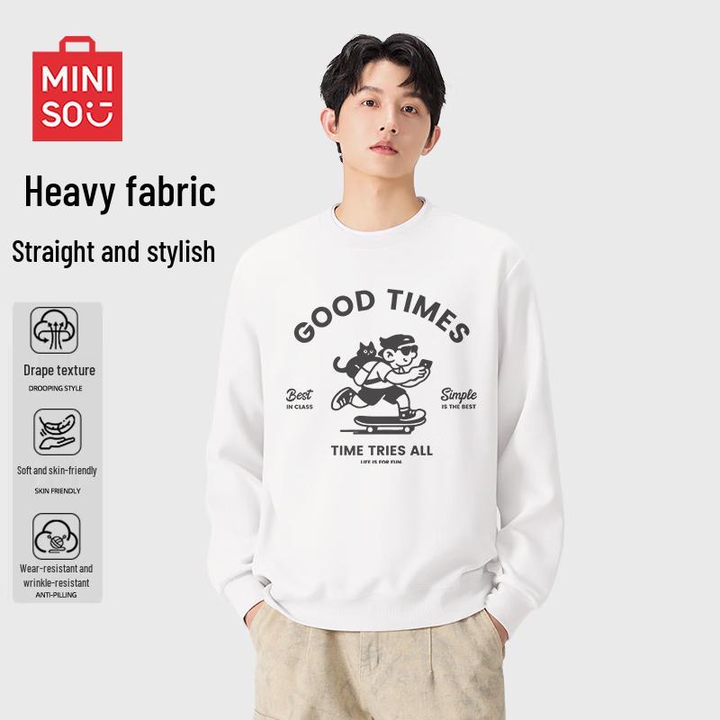 

MINISO Men s American Retro Graphic Crew Neck Sweatshirt 2XL
